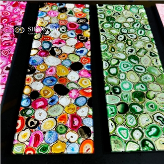 Wholesale Colorful Translucent Agate Semiprecious Stone Slab
