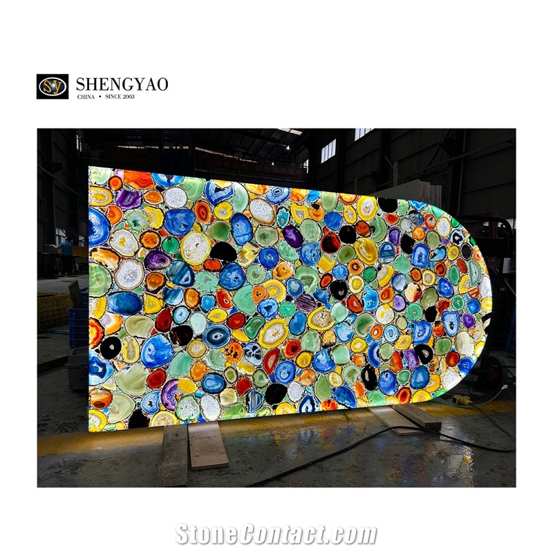 Wholesale Colorful Translucent Agate Semiprecious Stone Slab