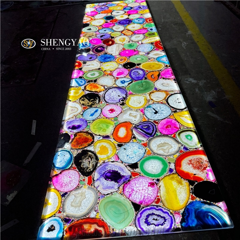 Wholesale Colorful Translucent Agate Semiprecious Stone Slab
