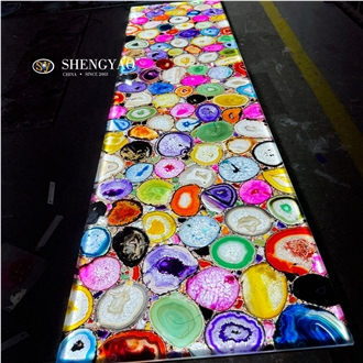 Wholesale Colorful Translucent Agate Semiprecious Stone Slab