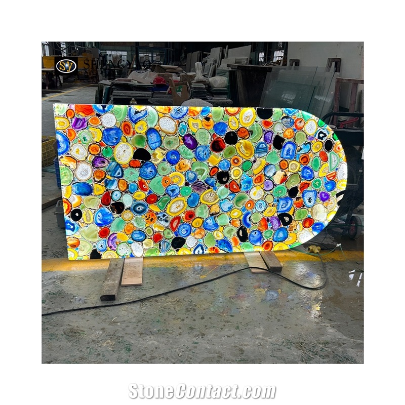 Wholesale Colorful Translucent Agate Semiprecious Stone Slab