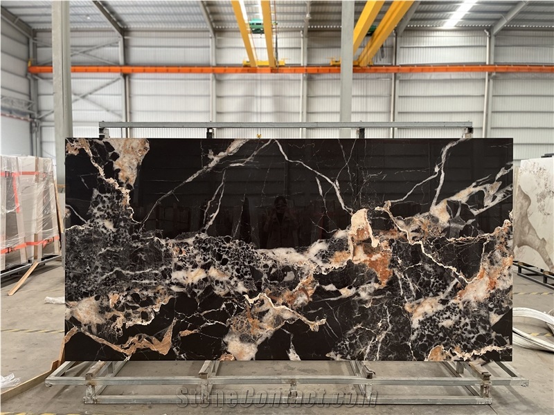 Artificial Black Gold Sintered Stone Slabs