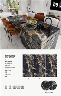 Artificial Black Gold Sintered Stone Slabs