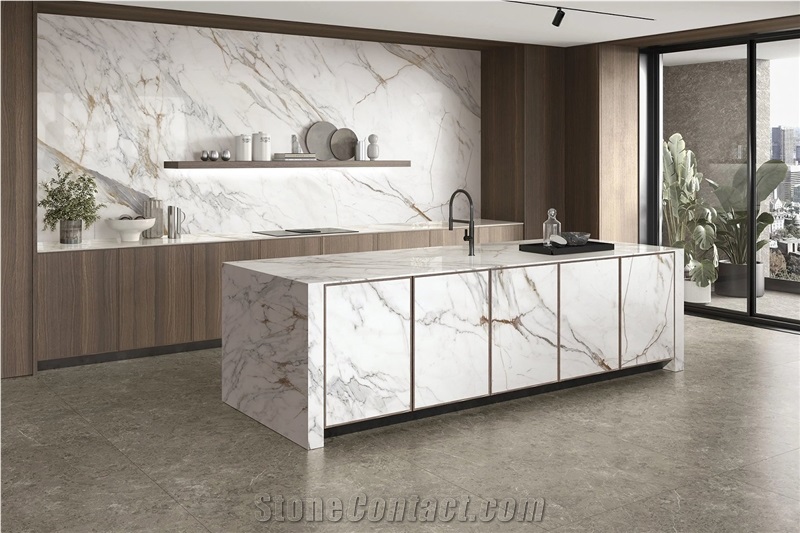 Artificial Calacatta Gold Printed Quartz Slabs