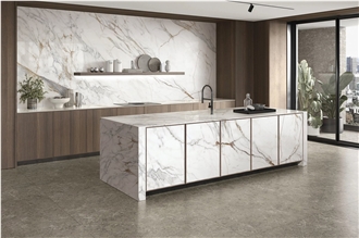 Artificial Calacatta Gold Printed Quartz Slabs