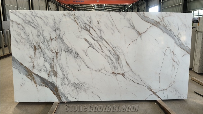 Artificial Calacatta Gold Printed Quartz Slabs