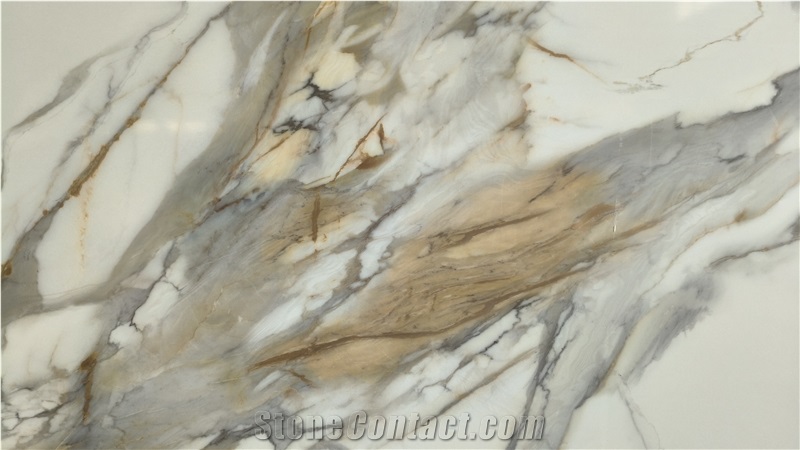 Calacatta Gold Printed Quartz Slabs Factory