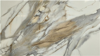Calacatta Gold Printed Quartz Slabs Factory