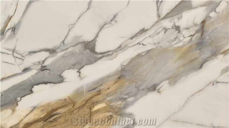 Calacatta Gold Printed Quartz Slabs Factory