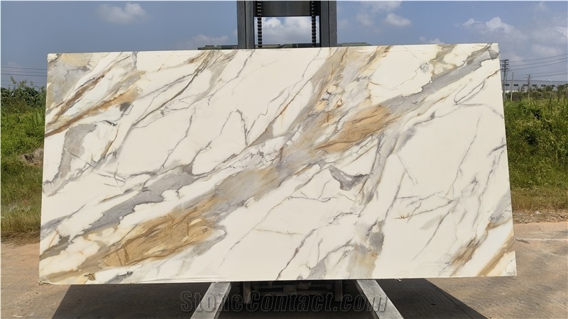 Calacatta Gold Printed Quartz Slabs Factory