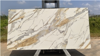 Calacatta Gold Printed Quartz Slabs Factory