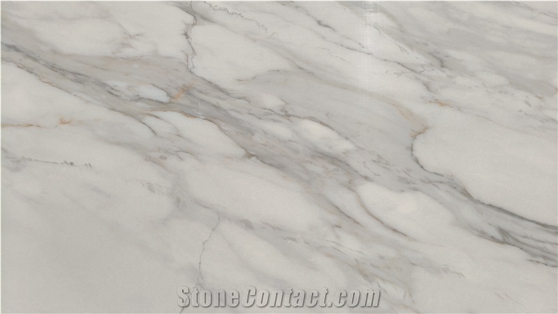 Full Body 3D Printed White Calacatta Quartz Slabs