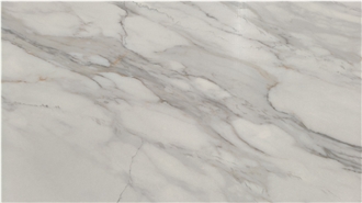 Full Body 3D Printed White Calacatta Quartz Slabs