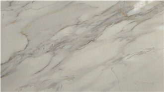 Full Body 3D Printed White Calacatta Quartz Slabs
