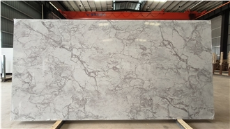 Marble Effect Full Body Grey Printed Quartz Slabs