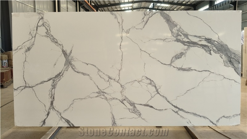 Printing Full Body Calacatta Quartz Slabs