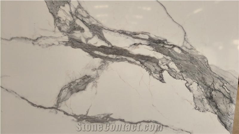 Printing Full Body Calacatta Quartz Slabs