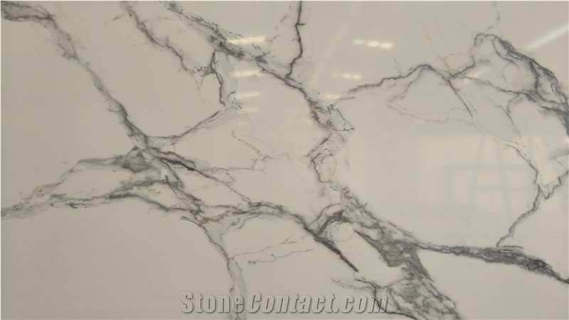 Printing Full Body Calacatta Quartz Slabs