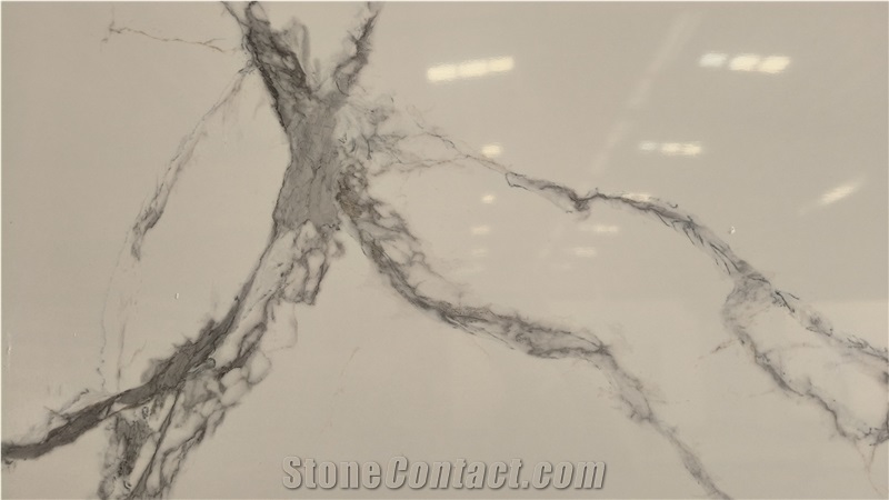 Printing Full Body Calacatta Quartz Slabs