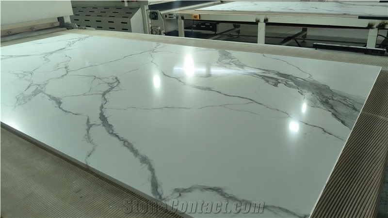 Printing Full Body Calacatta Quartz Slabs