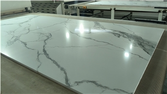 Printing Full Body Calacatta Quartz Slabs
