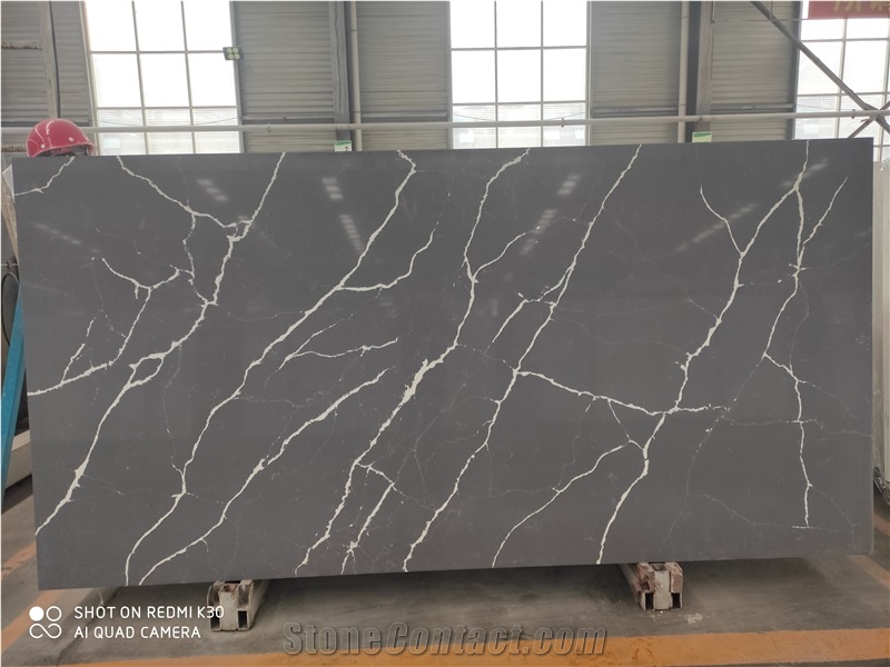 1415 Calacatta Quartz Slabs Black Stone