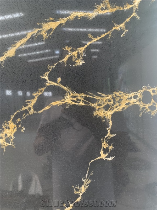 1807K Calacatta Black Quartz Slabs