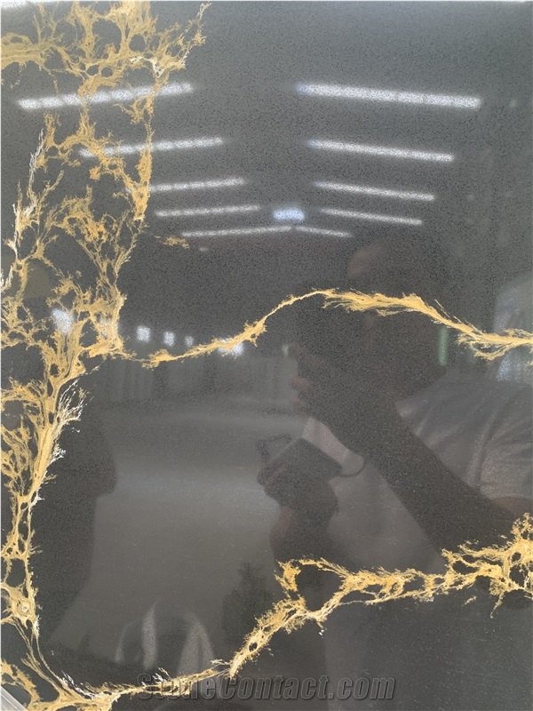 1807K Calacatta Black Quartz Slabs