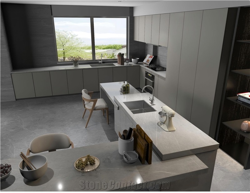 Armani Light Grey Glossy Polished Sintered Stone Slabs