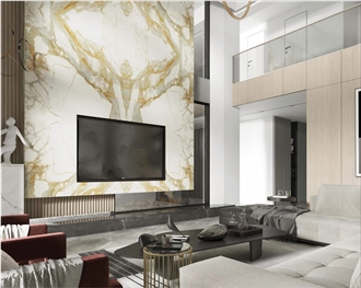 Gold-Green Shadow Sintered Stone Matte Slabs