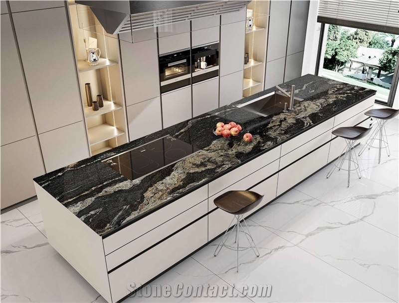 Golden Silk Sintered Stone Slabs JPA1632CY0015N Black