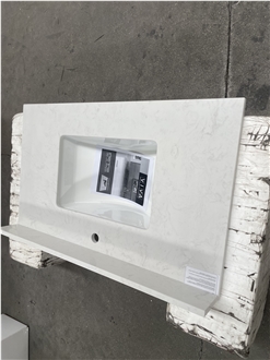 Ariston White Engineered Marble Bathroom Vanity Tops