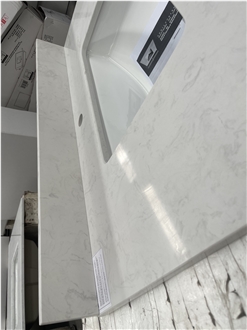 Ariston White Engineered Marble Bathroom Vanity Tops