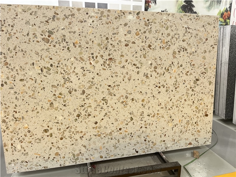 Light Transmitting Beige Terrazzo Slabs