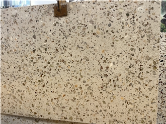 Light Transmitting Beige Terrazzo Slabs