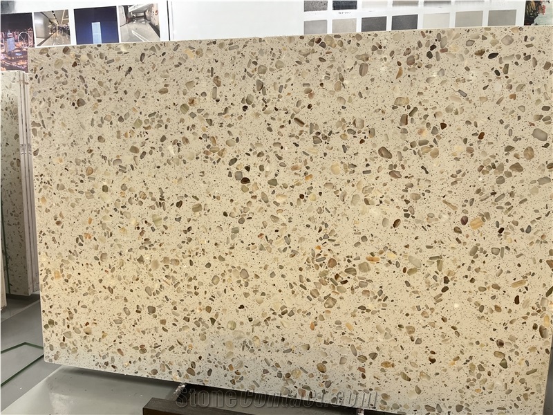 Light Transmitting Beige Terrazzo Slabs