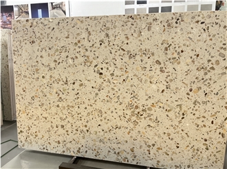 Light Transmitting Beige Terrazzo Slabs
