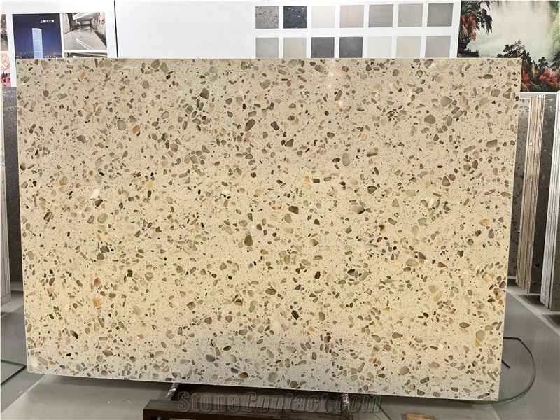 Light Transmitting Beige Terrazzo Slabs