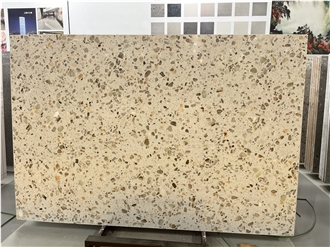 Light Transmitting Beige Terrazzo Slabs