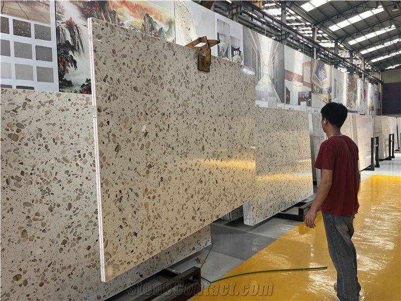 Light Transmitting Beige Terrazzo Slabs