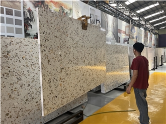 Light Transmitting Beige Terrazzo Slabs