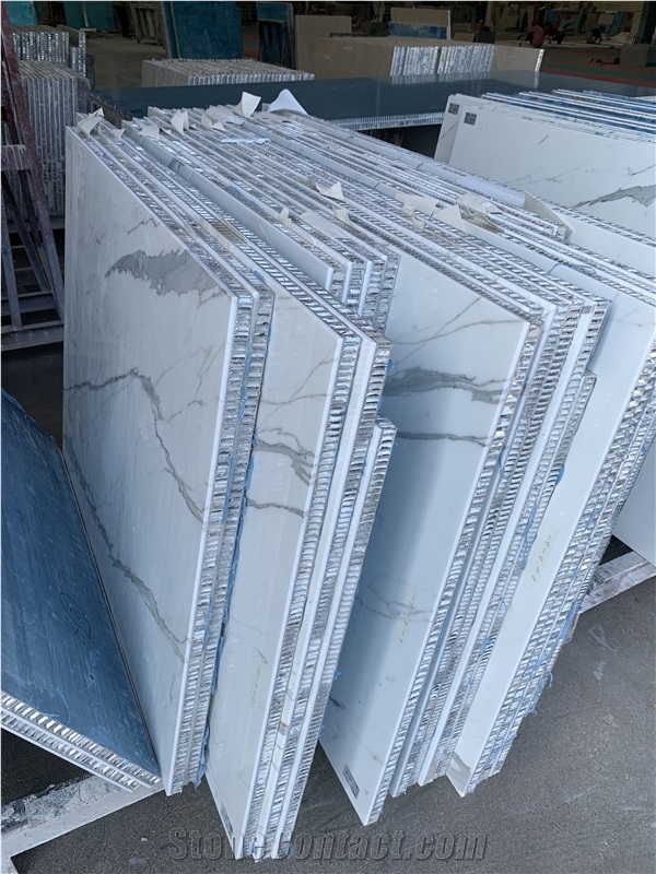 Calacatta White Marble Aluminated Honeycomb Panels
