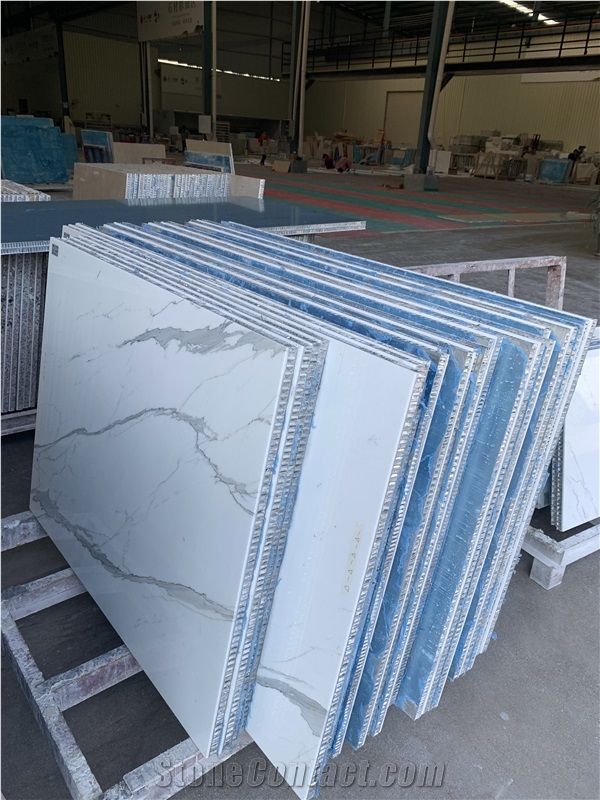 Calacatta White Marble Aluminated Honeycomb Panels