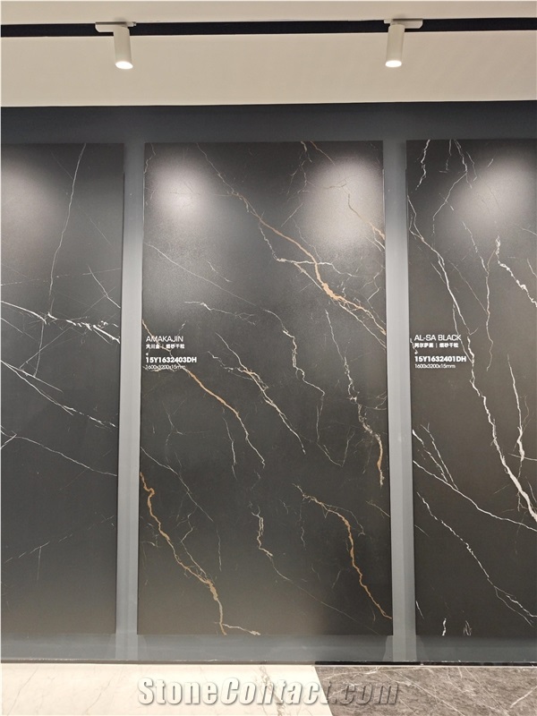 China Black Sahara Matt15mm Porcelain Slabs