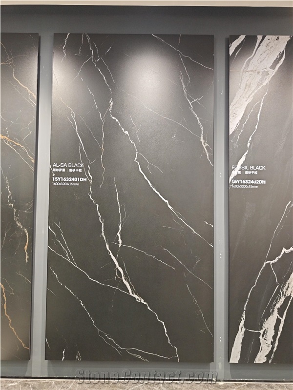 China Sahara Noir Black Matt 15Mm Porcelain Slabs