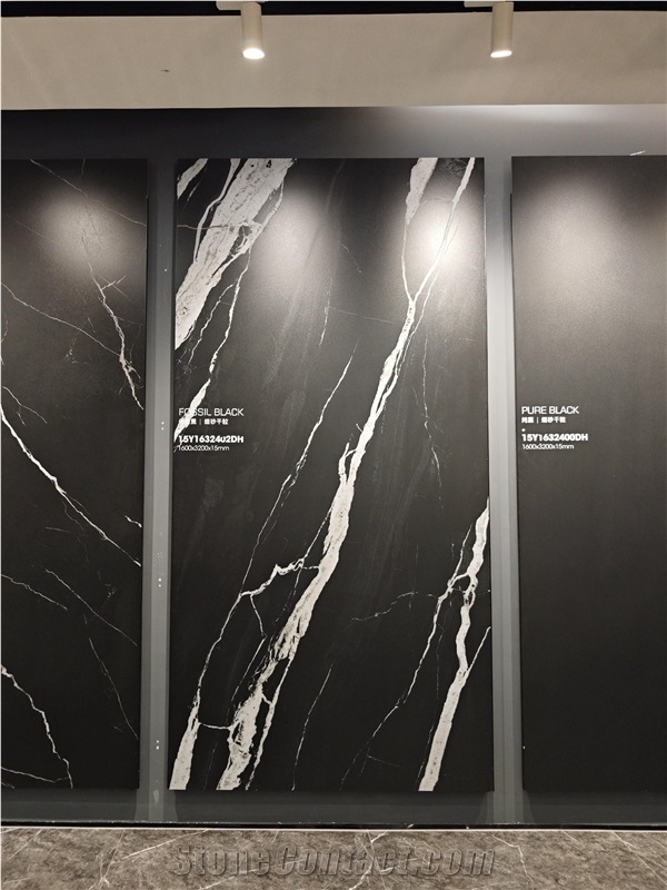 Chinese Nero Marquina Matte Surface 15Mm Porcelain Slabs