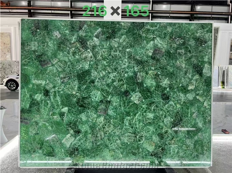 Backlit Agate Green Semi Precious Stone Wall Decor