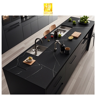Artificial Calacatta Black Quartz Slabs Engineered Stone