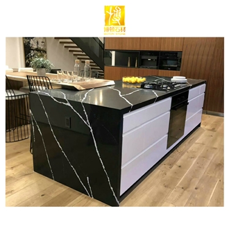 Artificial Calacatta Black Quartz Slabs Engineered Stone