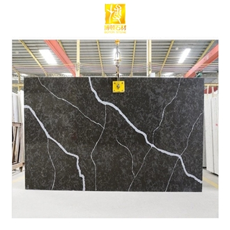 Artificial Calacatta Black Quartz Slabs Engineered Stone